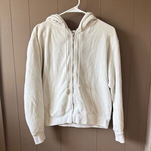 Brandy Melville Cream Zip Hoodie